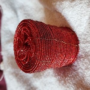 Red glass bead and wire box